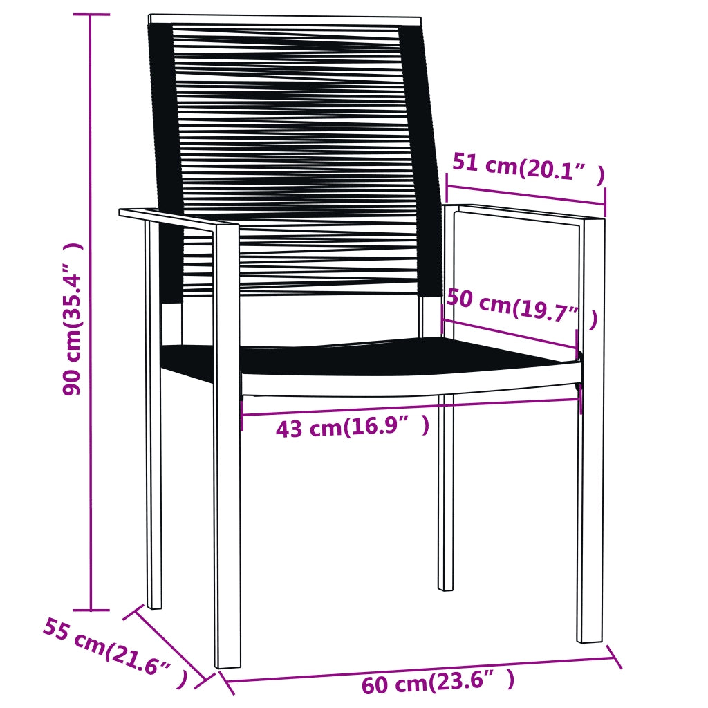 Set da Pranzo da Giardino 7 pz | Set Salotto da Giardino Nero