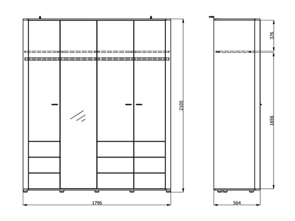 Armadio Camera da Letto Bustone, Guardaroba Grande 2 Ripiani, 179.5x210.5h cm Bianco Crema