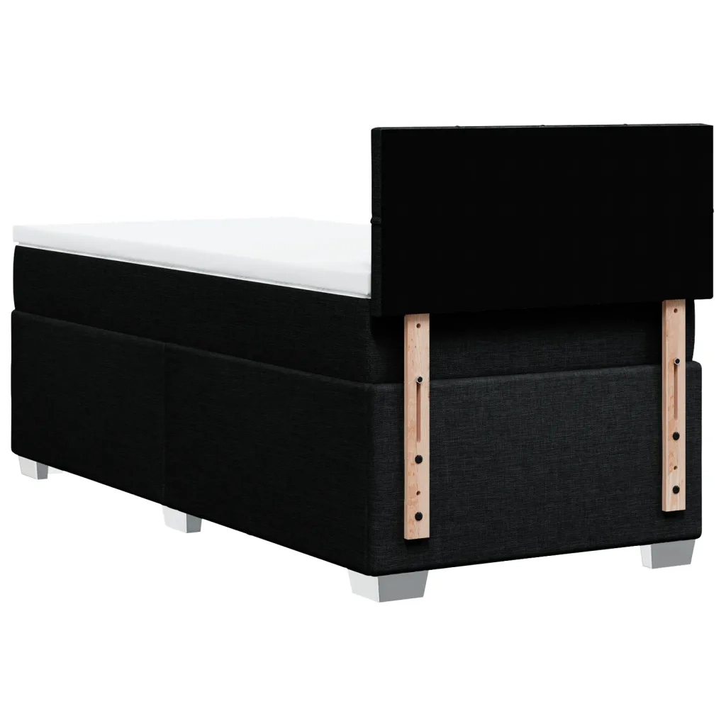 Letto singolo | Letto per adulti | Giroletto a Molle con Materasso Nero 80x200 cm inTessuto