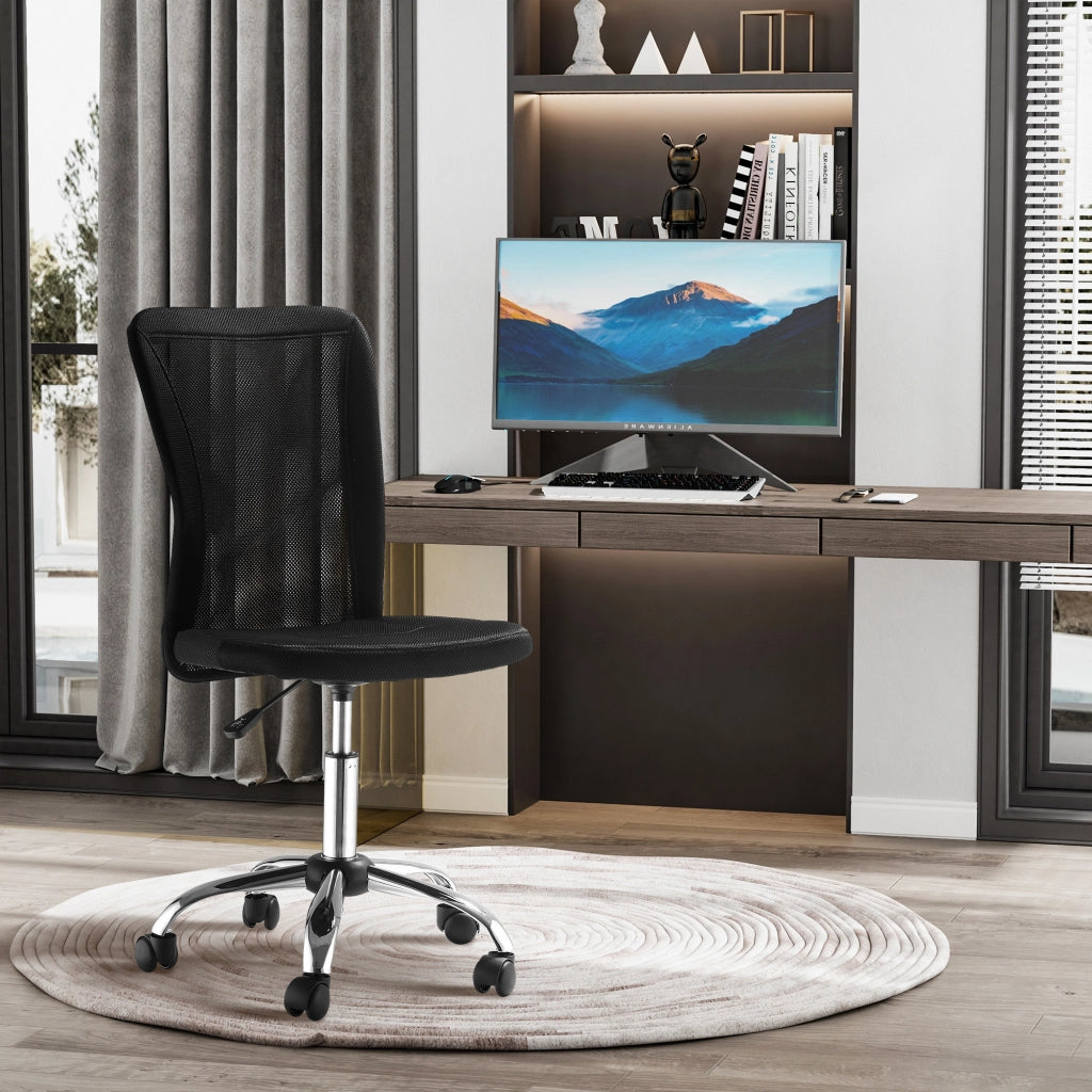 Sedia da ufficio girevole senza braccioli in rete ¨C zephmum ¨C nero 43x58x90-100 cm