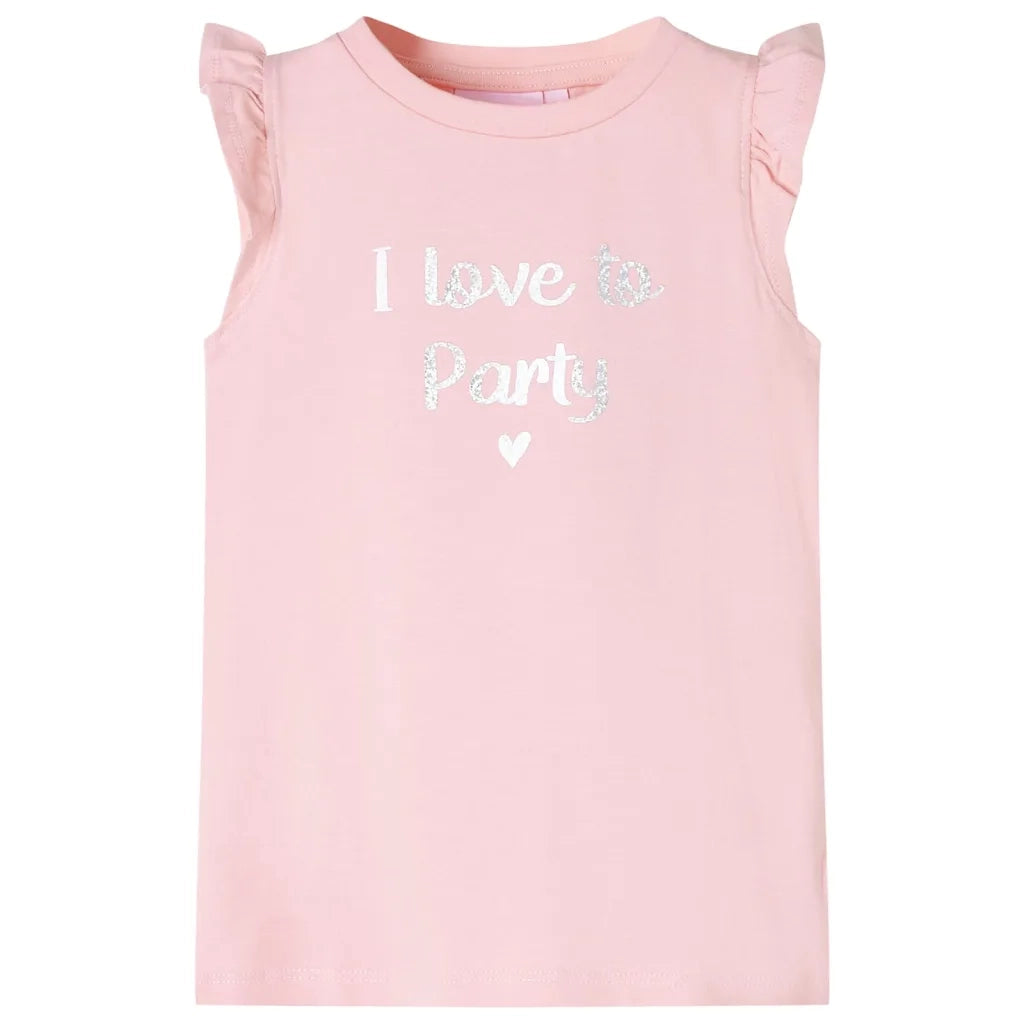 Maglietta da Bambina con Maniche Volant Rosa Chiaro 116cod mxl 85329