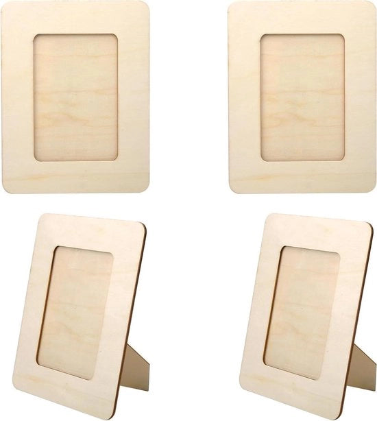 Quadri da parete in legno di 4 pezzi 16 x 12 cm per esposizione su tavolo e pittura DIY