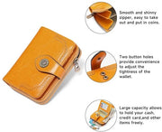 Portamonete per donna - Blocco RFID - Giallo - Pelle