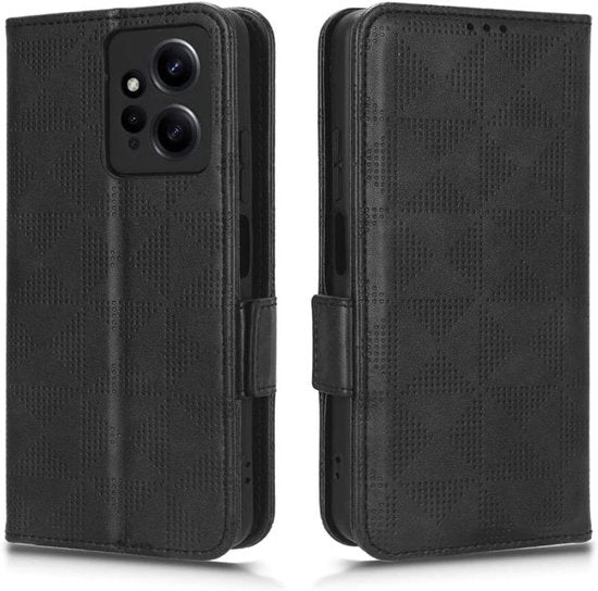 Hoesa per Smartphone - Nero - Copertura Premium PU/TPU con Chiusura Magnetica e Fessura per Carta - Supporto Raffreddabile Pieghevole - Adatto per Xiaomi Redmi 12 4G