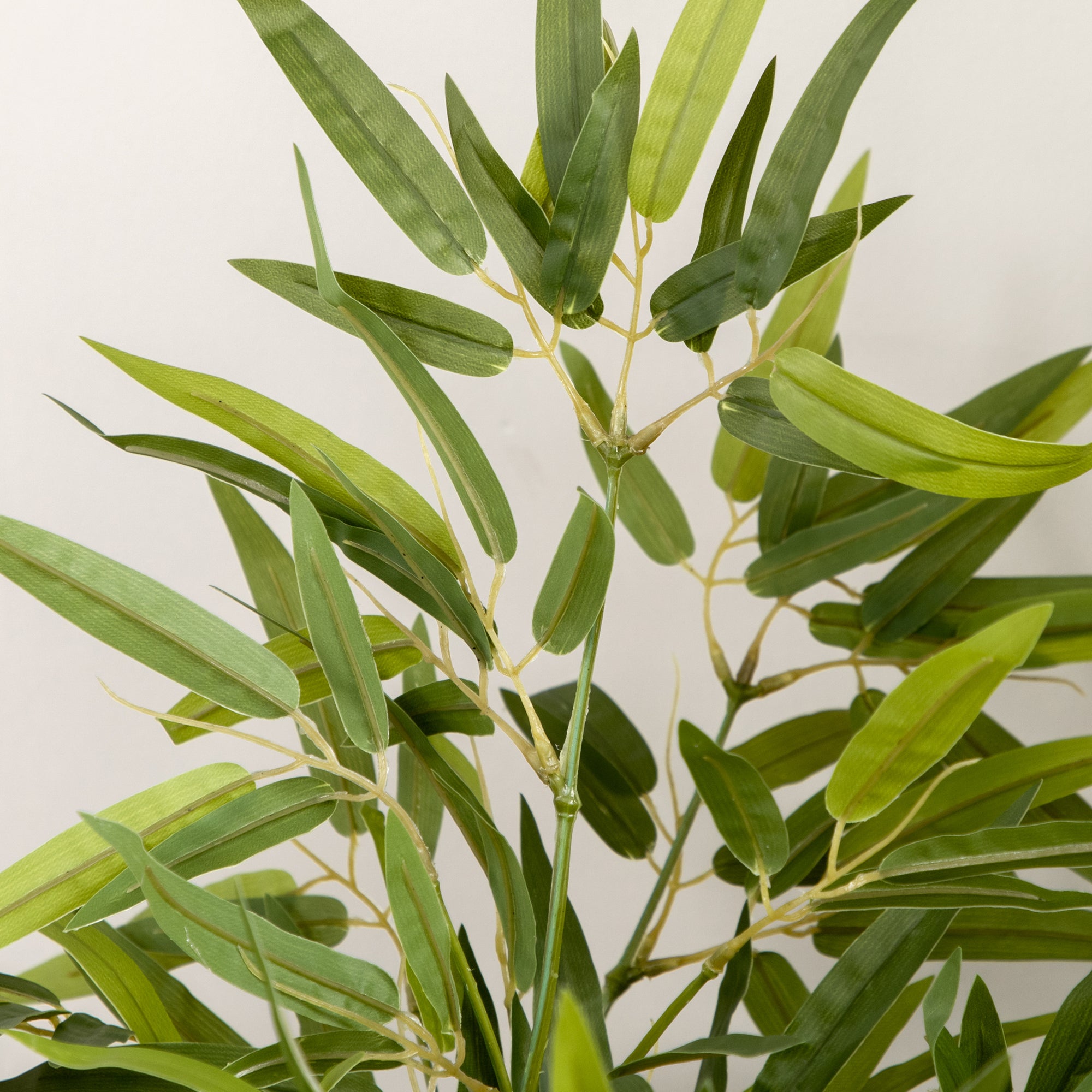 Pianta di Bambù Artificiale Alta 90 cm da 504 Foglie con Vaso in Cemento Ø15x12.5 cm in PEVA e PP Verde