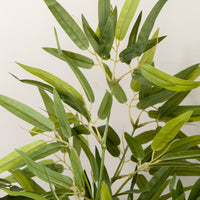 Pianta di Bambù Artificiale Alta 90 cm da 504 Foglie con Vaso in Cemento Ø15x12.5 cm in PEVA e PP Verde