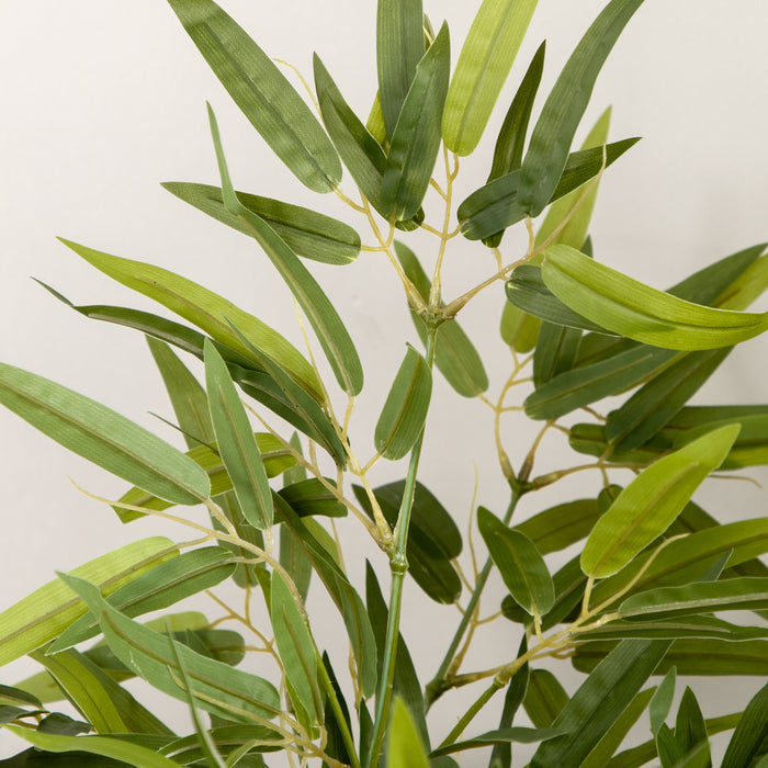 Pianta di Bambù Artificiale Alta 90 cm da 504 Foglie con Vaso in Cemento Ø15x12.5 cm in PEVA e PP Verde