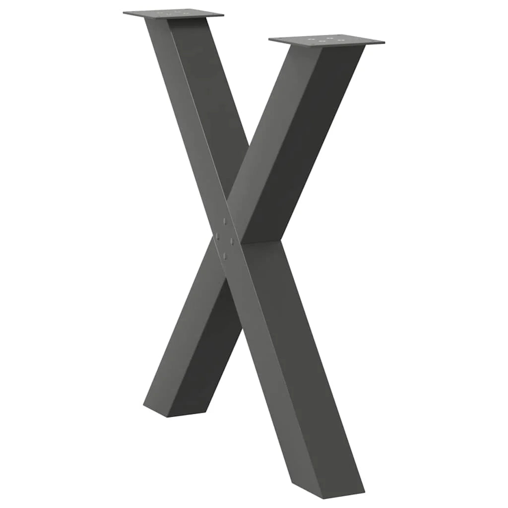 Set di 2 gambe regolabili per tavolo da pranzo a forma di X 80 x 73 cm stile moderno acciaio antracite 02_0057254