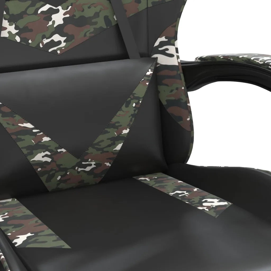 Sedia da Gaming | Sedia da e-sports Girevole Nero e Mimetico in Similpelle
