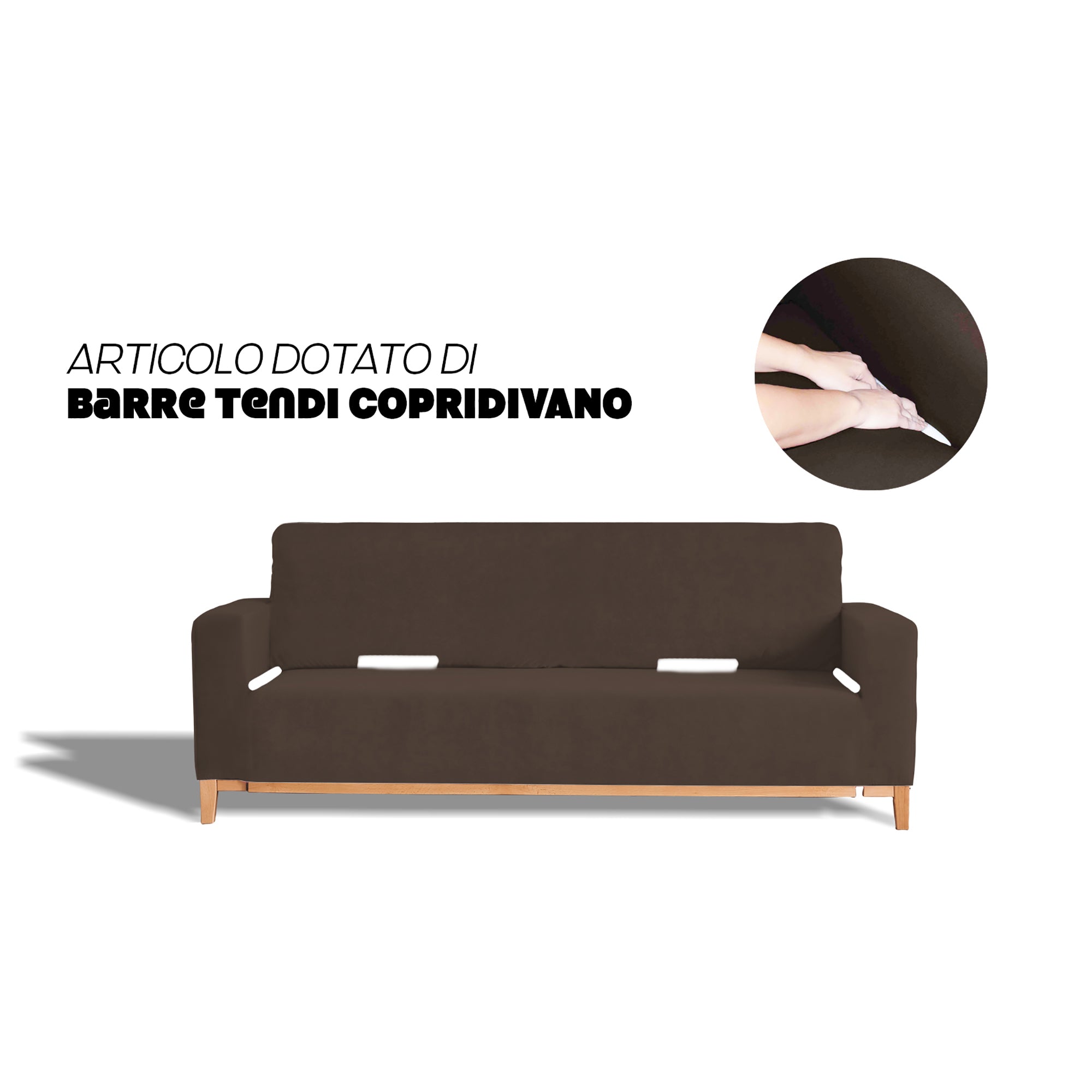 Copridivano Elasticizzato 1 Posto in Poliestere Dahlia Marrone