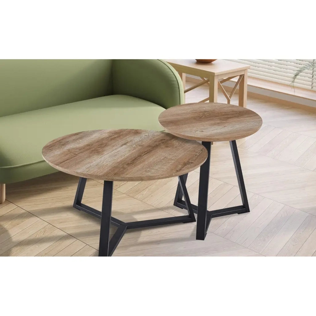 Tavolino PASOA – Quercia invecchiata e metallo – Stile rustico