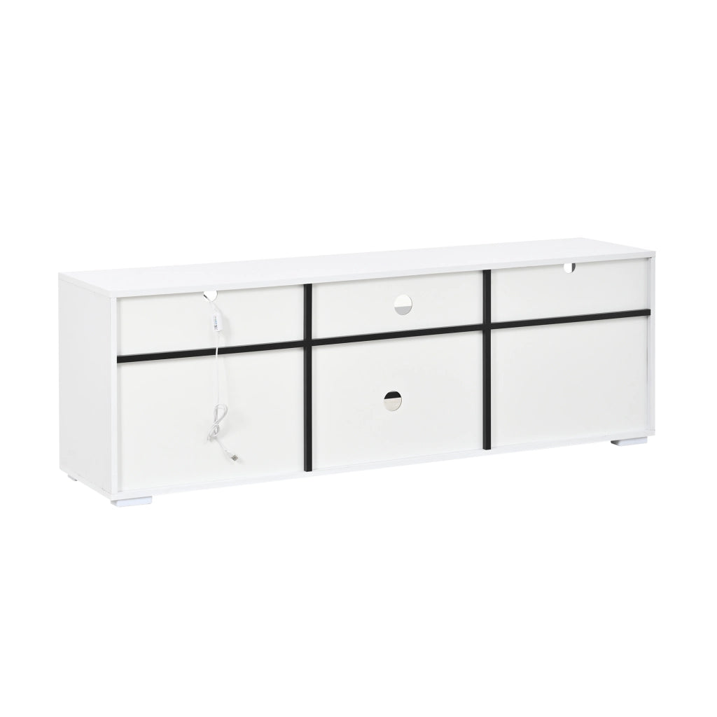 Mobile porta televisore 150 cm bianco e nero con illuminazione integrata e spazio contenitore