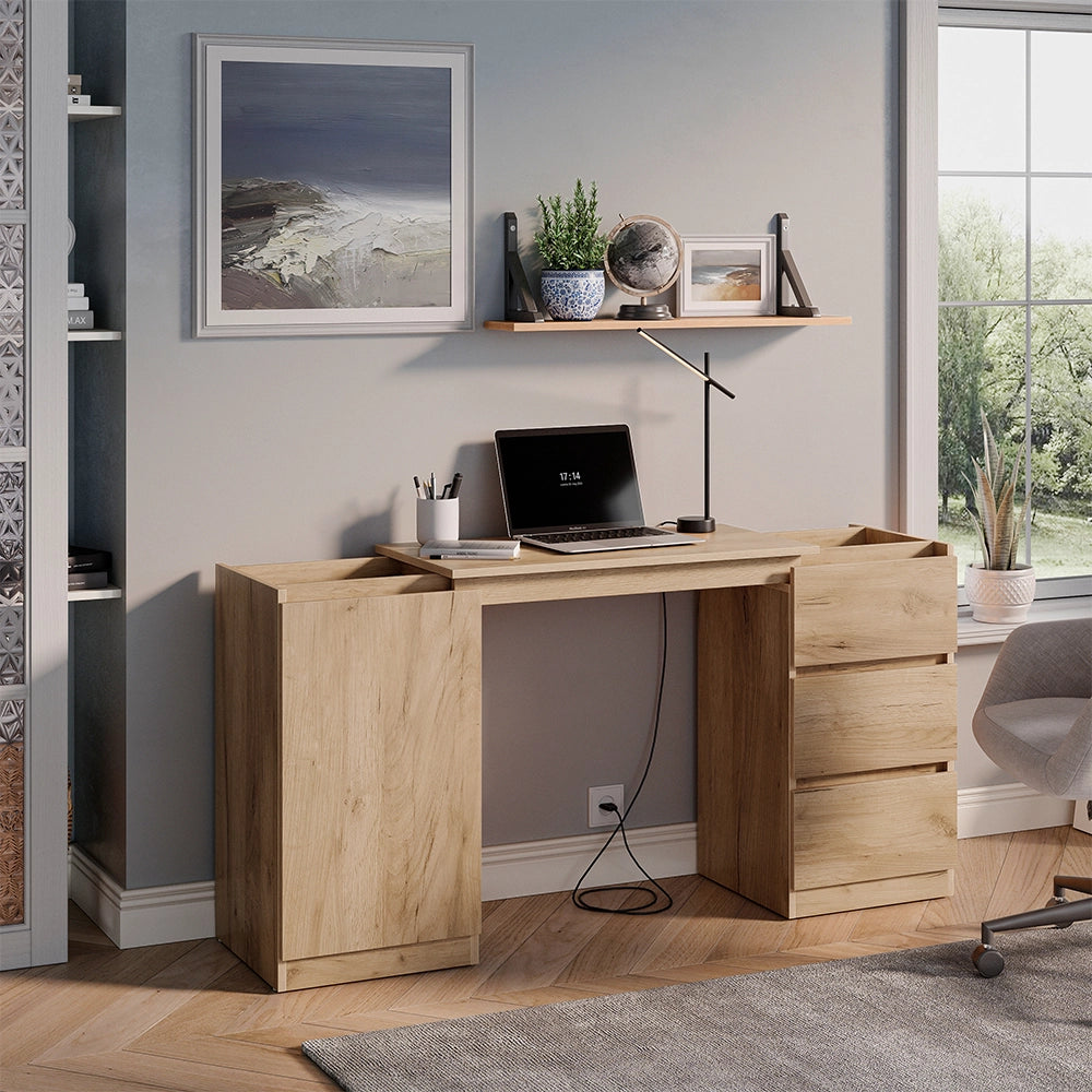 Cassettiera con funzione scrivania Varino Rovere dorato 80 x 75.5 cm estensibile Vicco