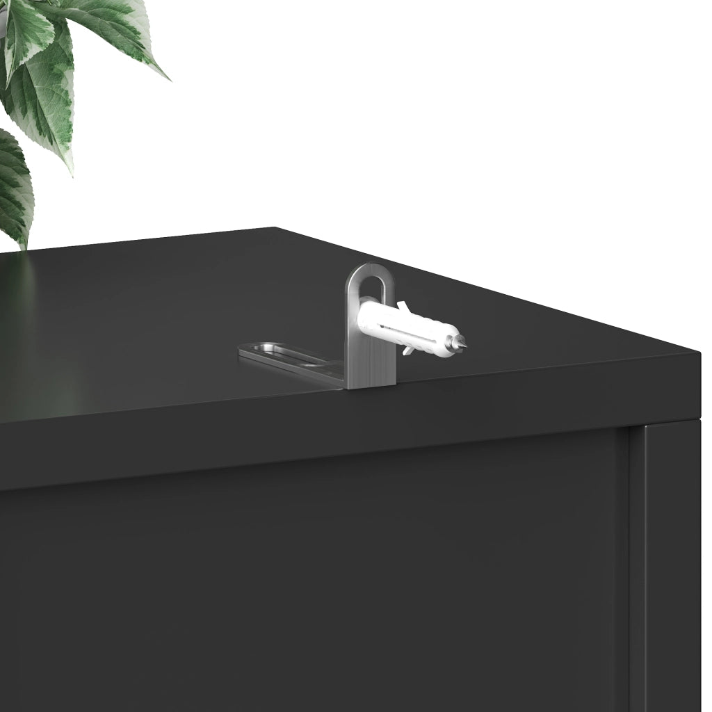 ARMADIO BUFFET ALTO 140x38,5x180 cm MDF Nero con LED RGB