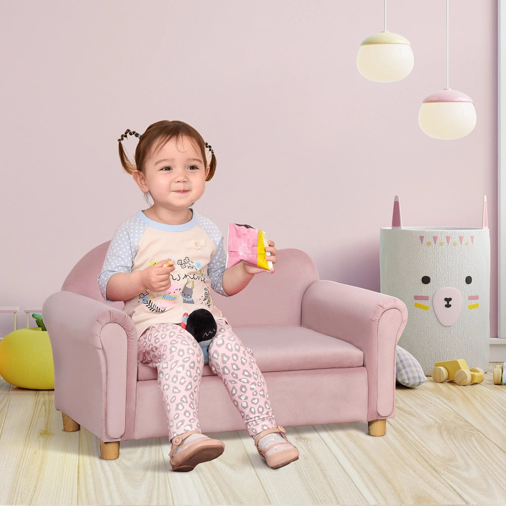 Divanetto bambini con cassetti ¨C Zephmum ¨C 84x41,5x48,5 cm rosa