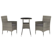 Set Bistr¨° da Giardino 3 pz | Set Salotto da Giardino con Cuscini in Polyrattan Grigio