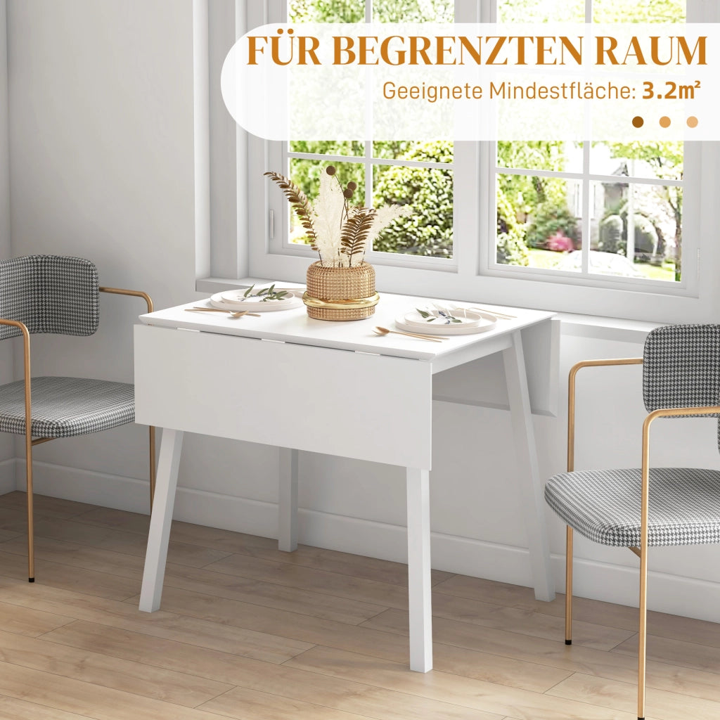 Tavolo da pranzo - pieghevole per 2-4 persone - 110x86x75 cm - legno bianco - per spazi piccoli