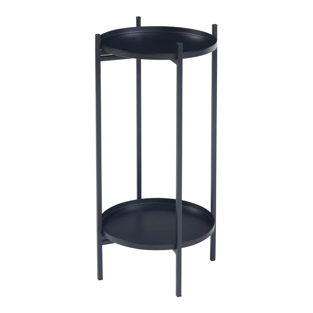 Supporto per piante in metallo a 2 livelli 54 x 25 cm nero 03_0010713