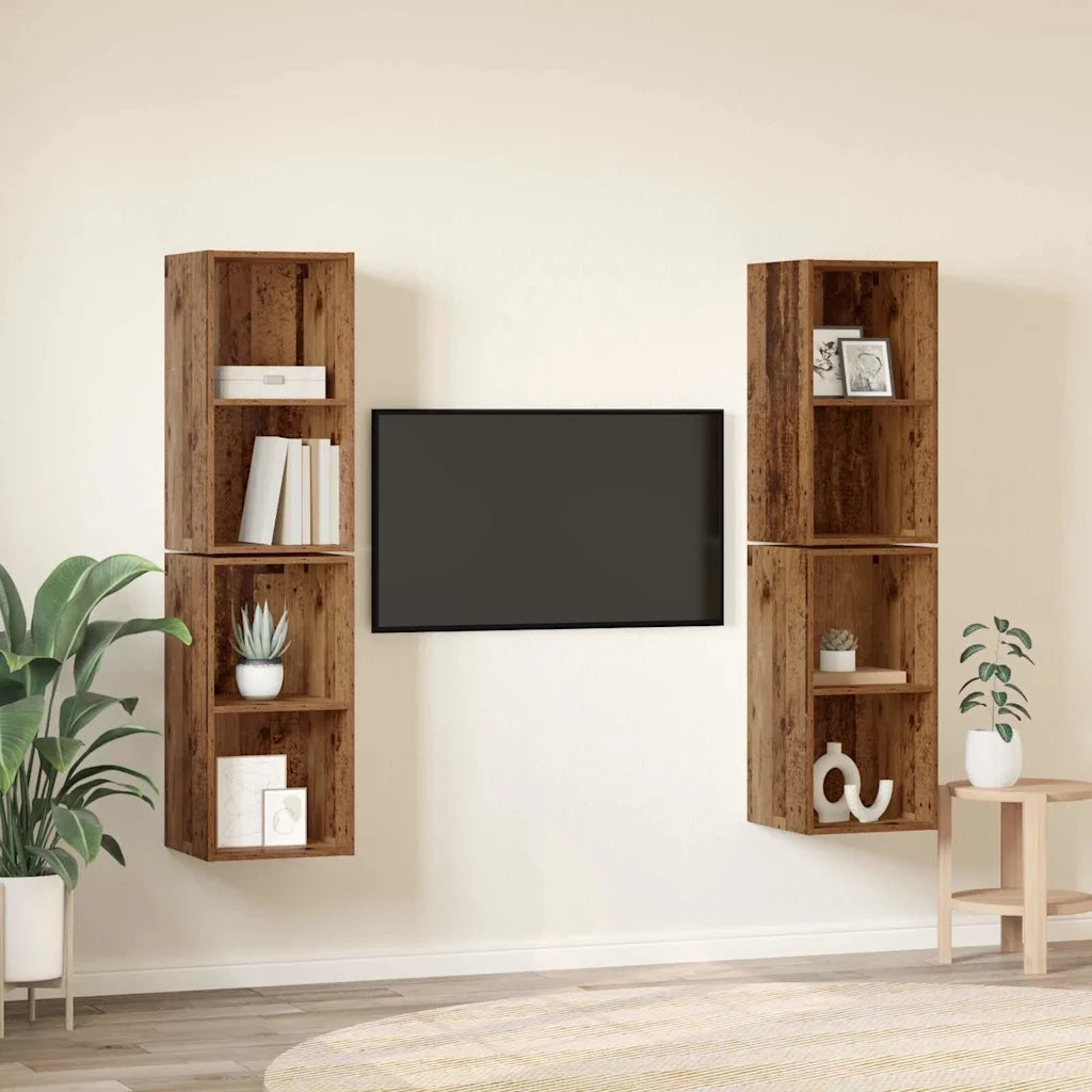 Set mobile TV 4 pcs Legno vecchio 37 x 37 x 72 cm 3393561
