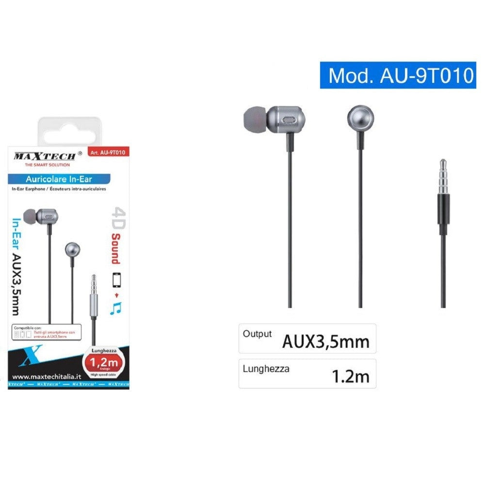 Trade Shop - Auricolari Cuffie Cavo Da 1,2 Metri Connettore Aux 3,5mm Per Smartphone Au-9t010 -