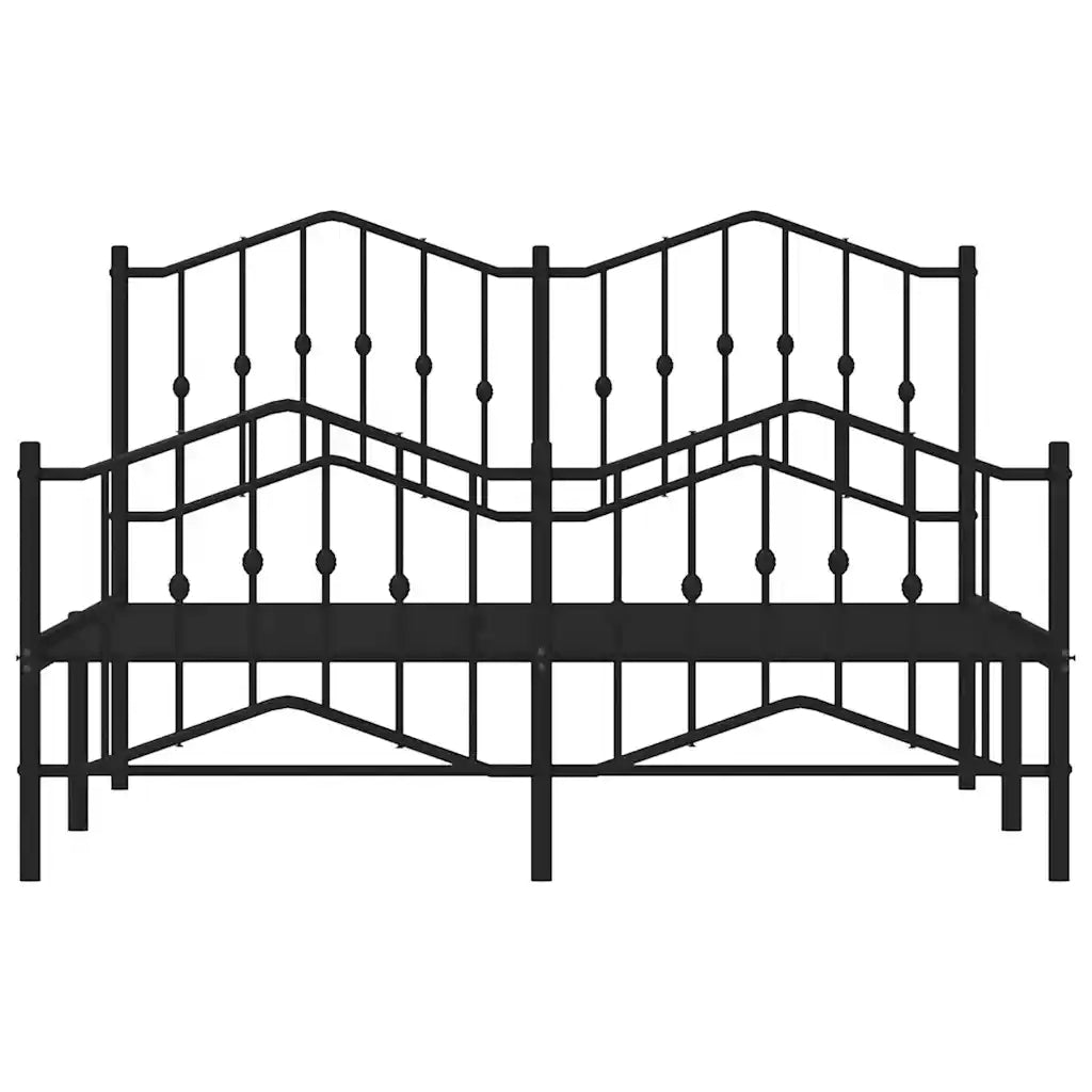 Giroletto con Testiera e Pediera Metallo Nero 150x200 cm 373809