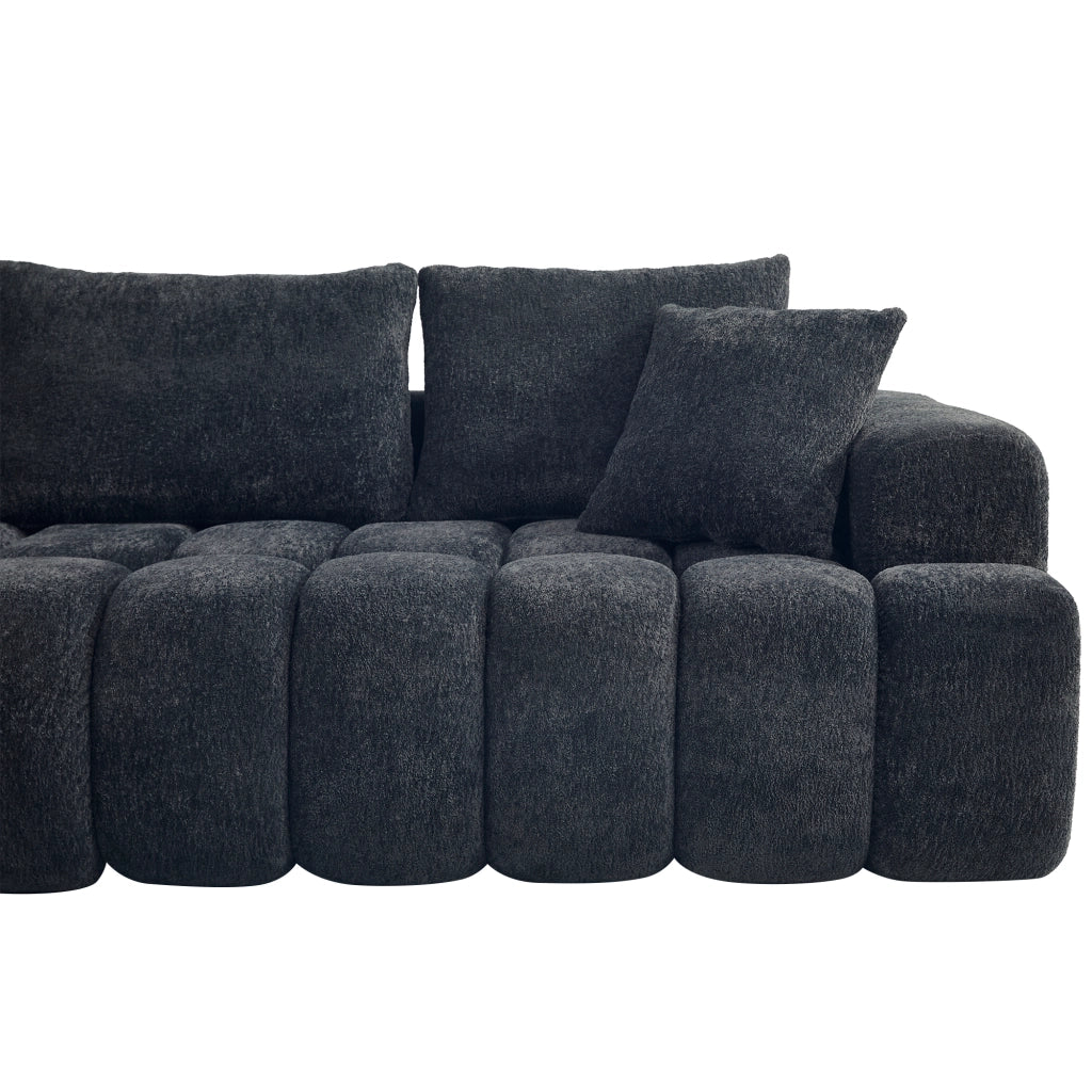 Divano angolare convertibile a L; stile moderno; nero e grigio