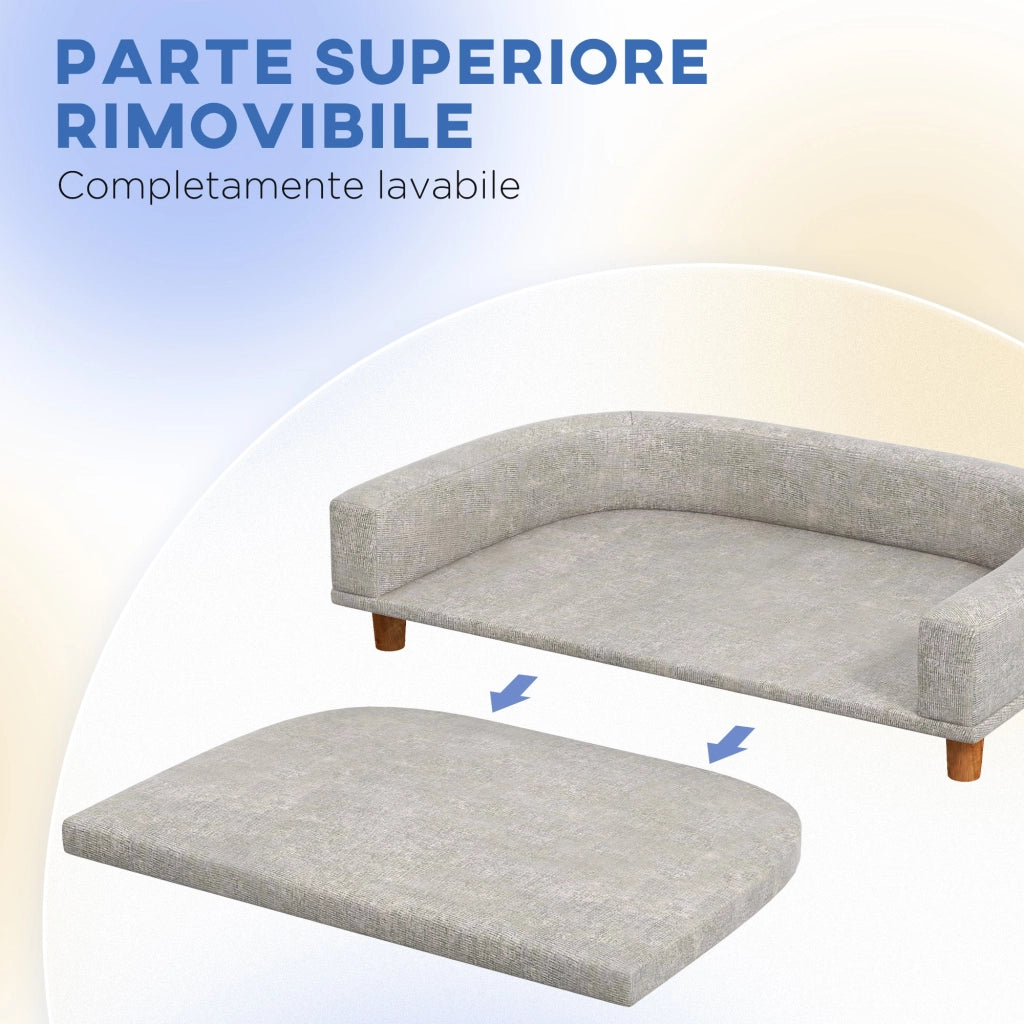 Cuccia per Cani di Taglia Grande Divano con Cuscino Sfoderabile 98x67x25 cm Grigio