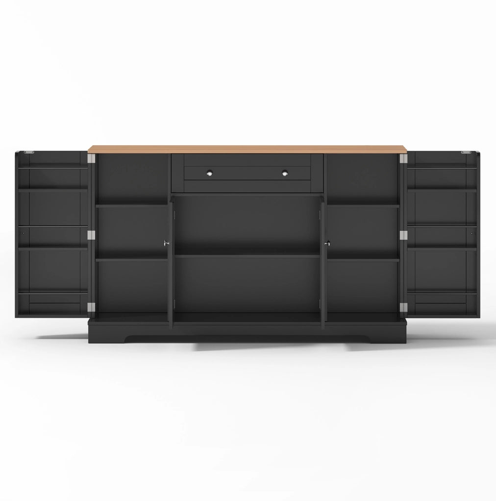 Credenza nera 138 cm con cassetto e ante