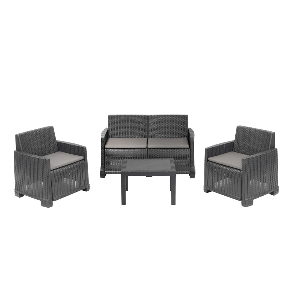Set Salottino Iseo Antracite 4 posti con cuscini – Arredo Esterno