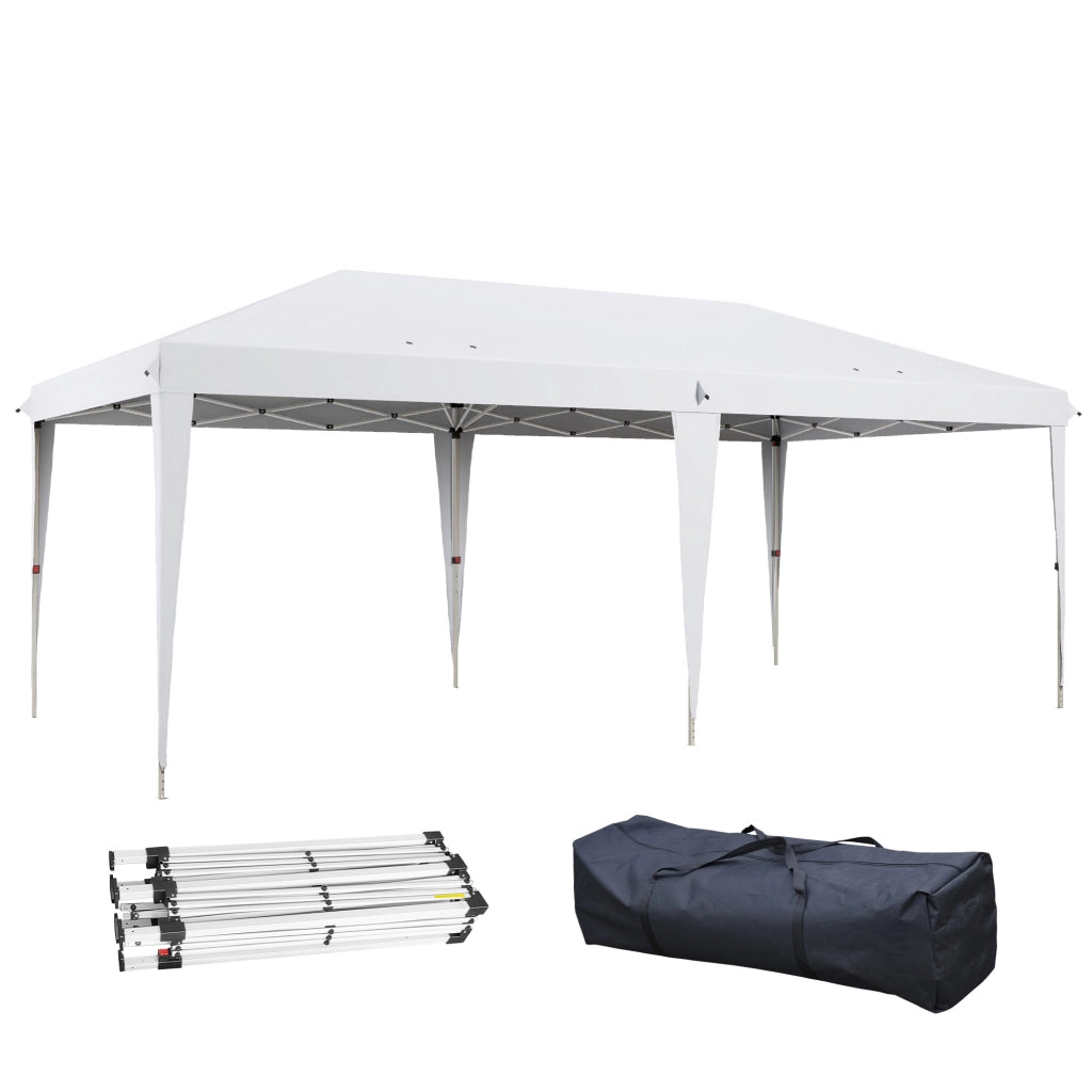 Tenda da Giardino Pieghevole 6x3 m ¨C zephmum ¨C Bianco Acciaio 3 Altezze