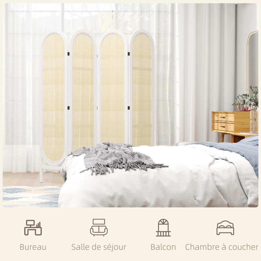 Paravent in legno 4 pannelli ¨C zephmum ¨C bianco 170x160 cm