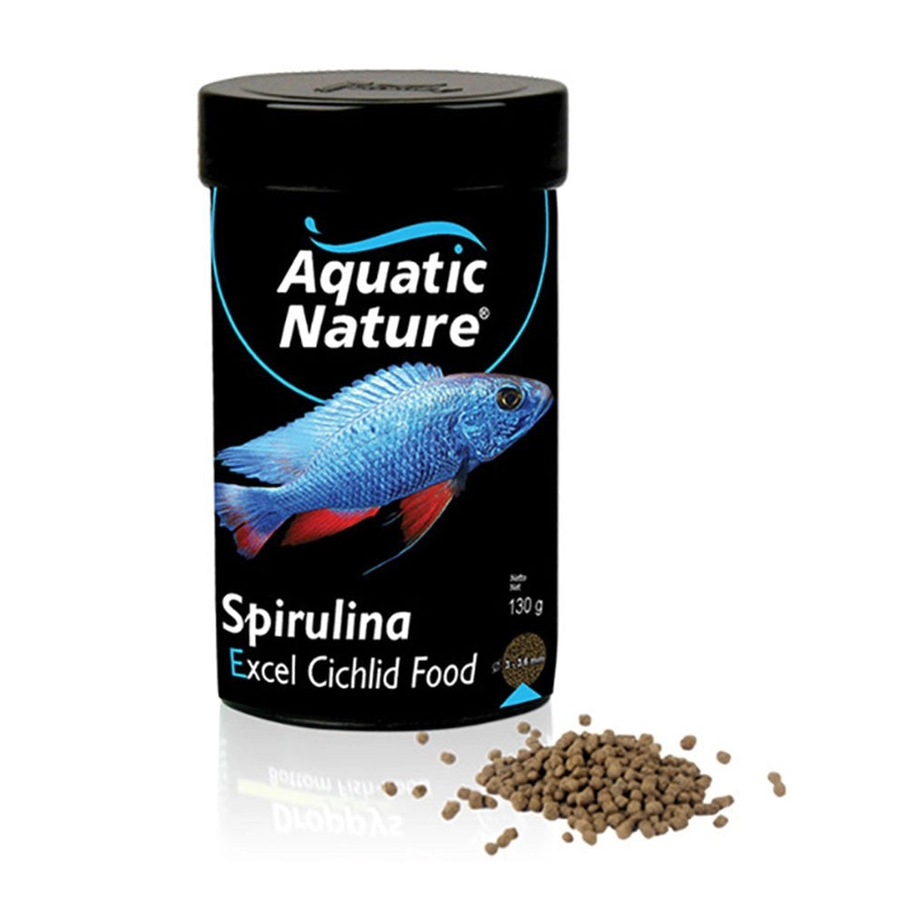 Aquatic Nature Spirulina 320ml  Peso 130gr Alimento in Pellet Completo per Ciclidi e Pesci Grandi Marini