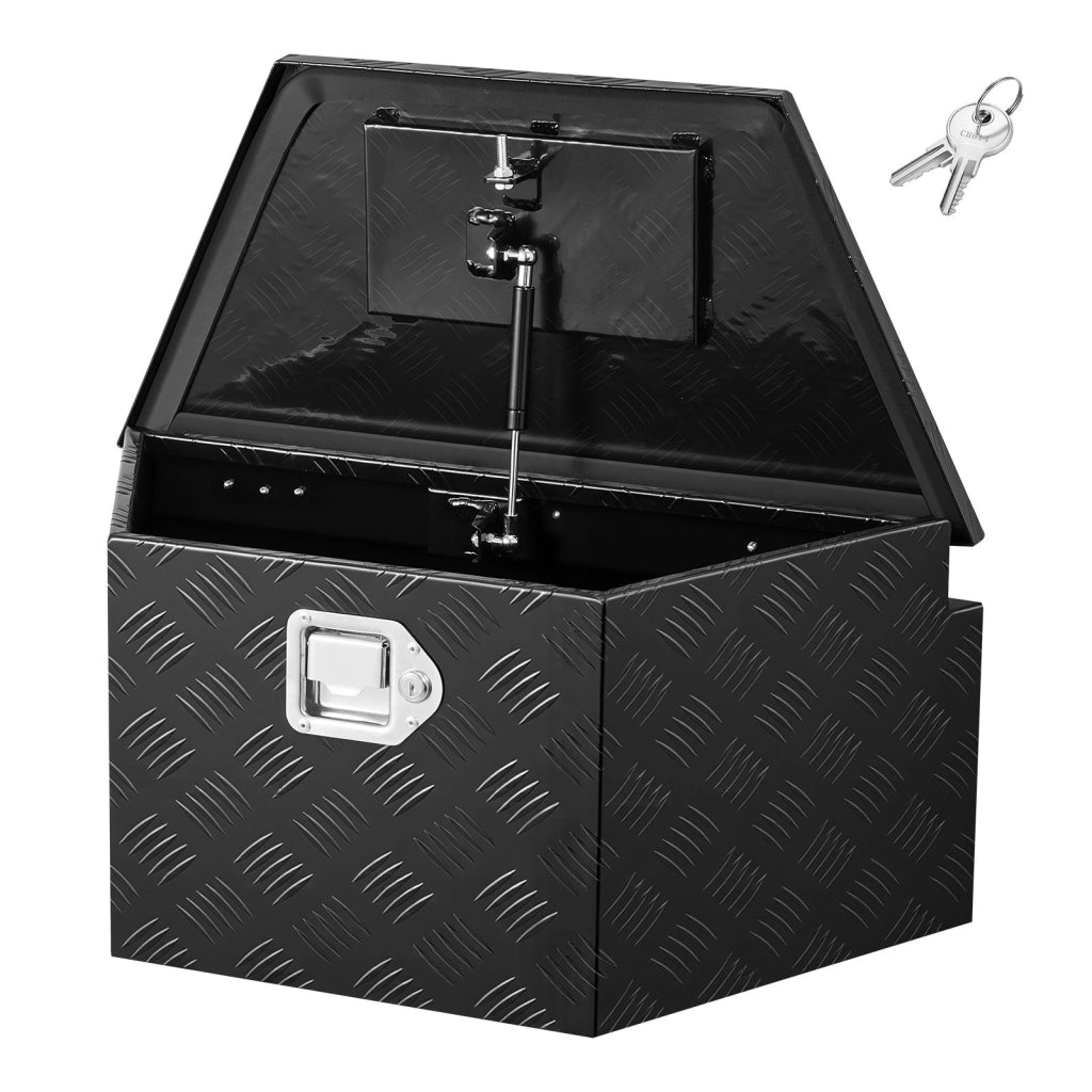 Cassone Portautensili per Timone Rimorchio in Alluminio Nero 660x330x305 mm con Serratura Capacita 50 kg Robusto