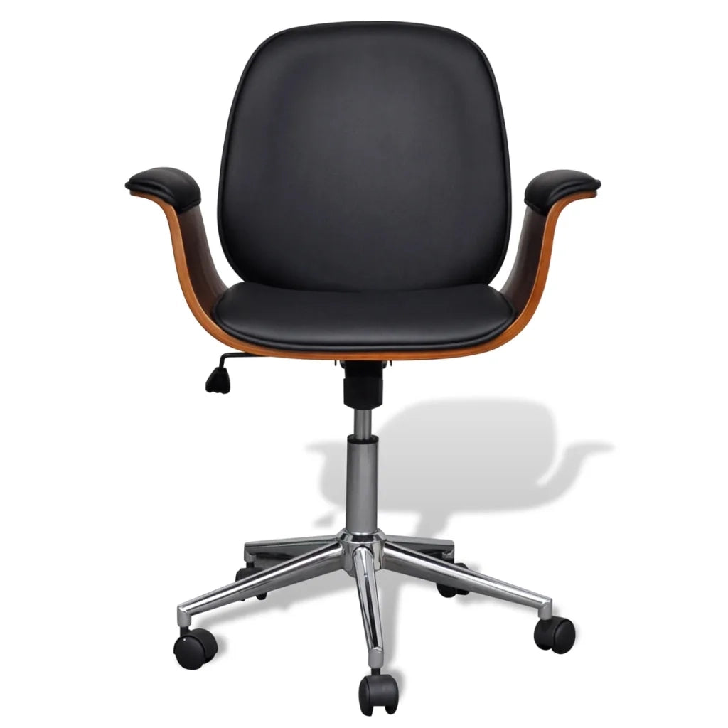 Poltrona | Sedia Relax Girevole in Legno Piegato e Similpelle