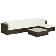 Set Divani da Giardino 6 pz con Cuscini in Polyrattan Marrone 44606