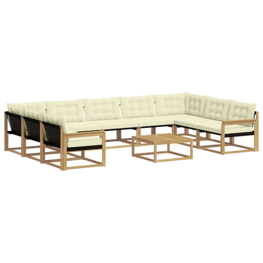 Set di divani da esterno con cuscino 10 pcs Bianco e Crema
