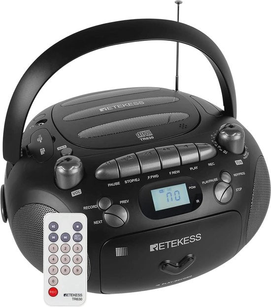 Radio CD con lettore di cassette, alimentato da batterie, USB, SD, TF, stereo, ideale per anziani e bambini