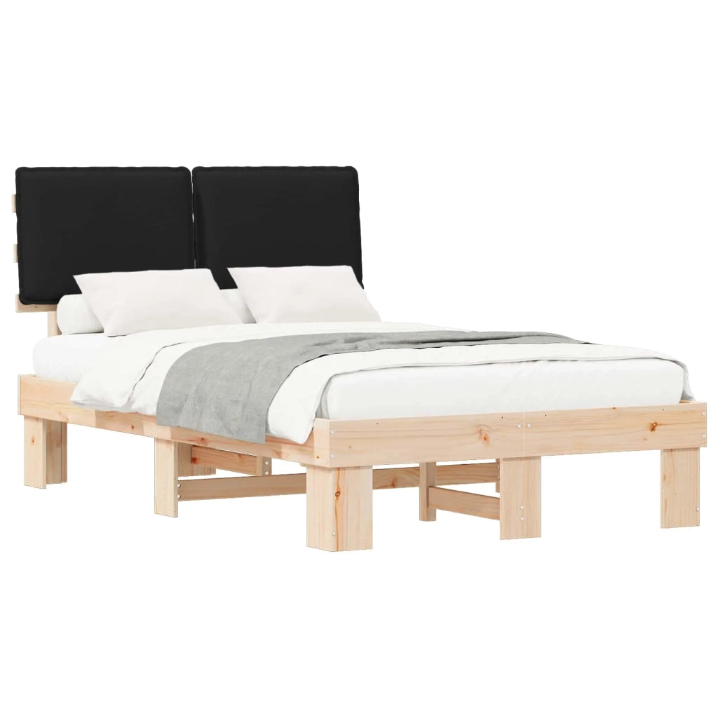 Letto con Testiera Rivestita Nero 120 x 200 cm Pino massello 877281