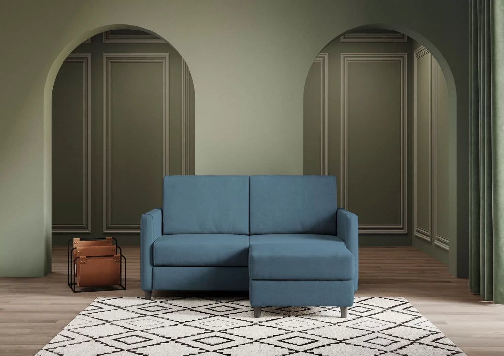 Divano karay 2 posti (due sedute da 60cm) + pouf misure esterne l.138 p.155 | avio - Mobili 2G