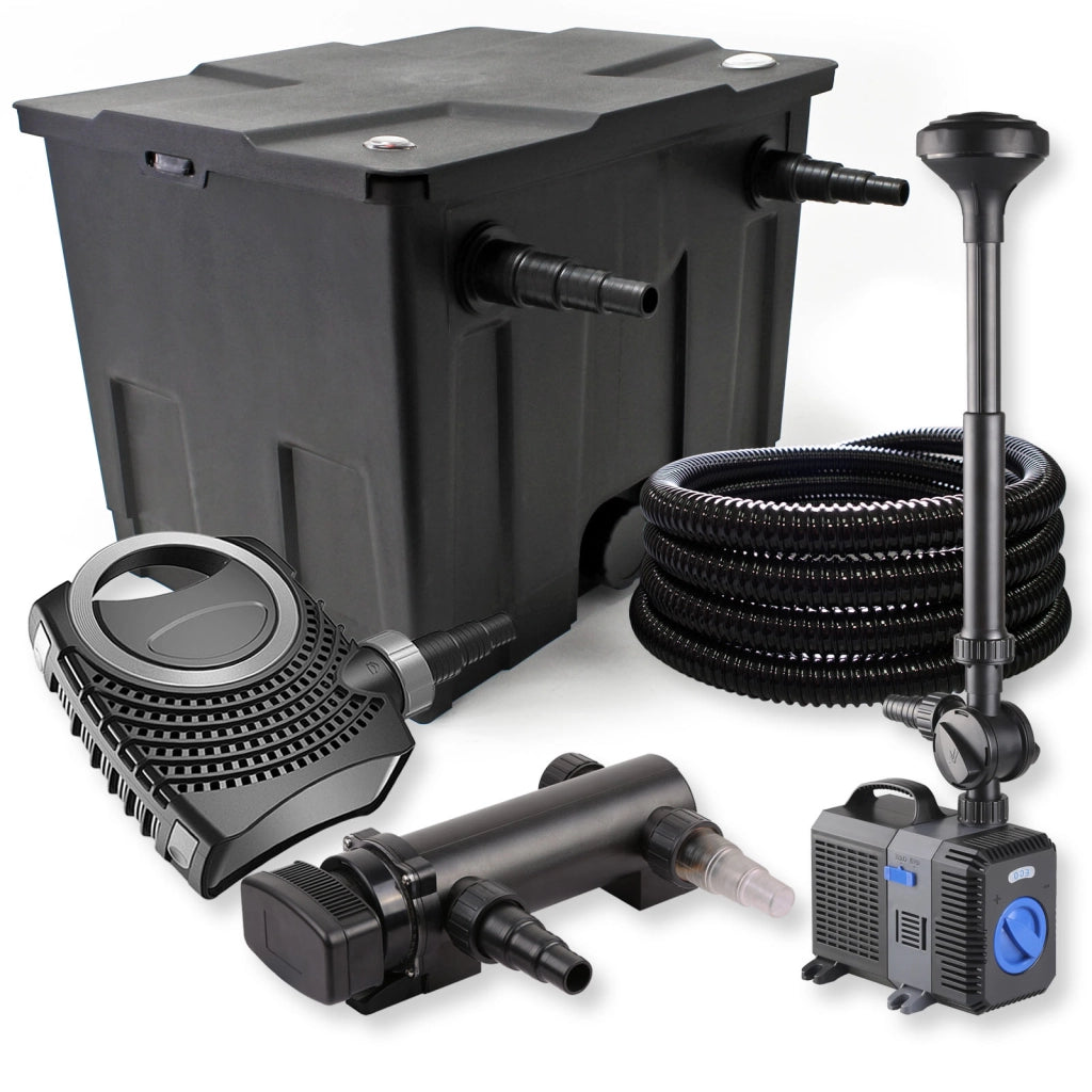 Set Filtro a 1 camera 12000l Chiarificatore UVC 18W Pompa NEO7000 50W Tubo Fontana