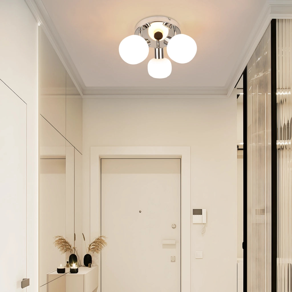 ZMH Faretto da soffitto bianco E14 Faretto orientabile con paralume in vetro per interni a 3 lampadine senza centro luce