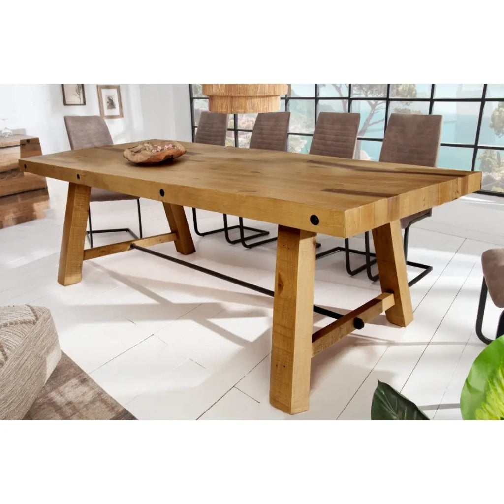 Tavolo da pranzo RANCHO – Legno di pino riciclato verniciato – 240 cm – Stile rustico