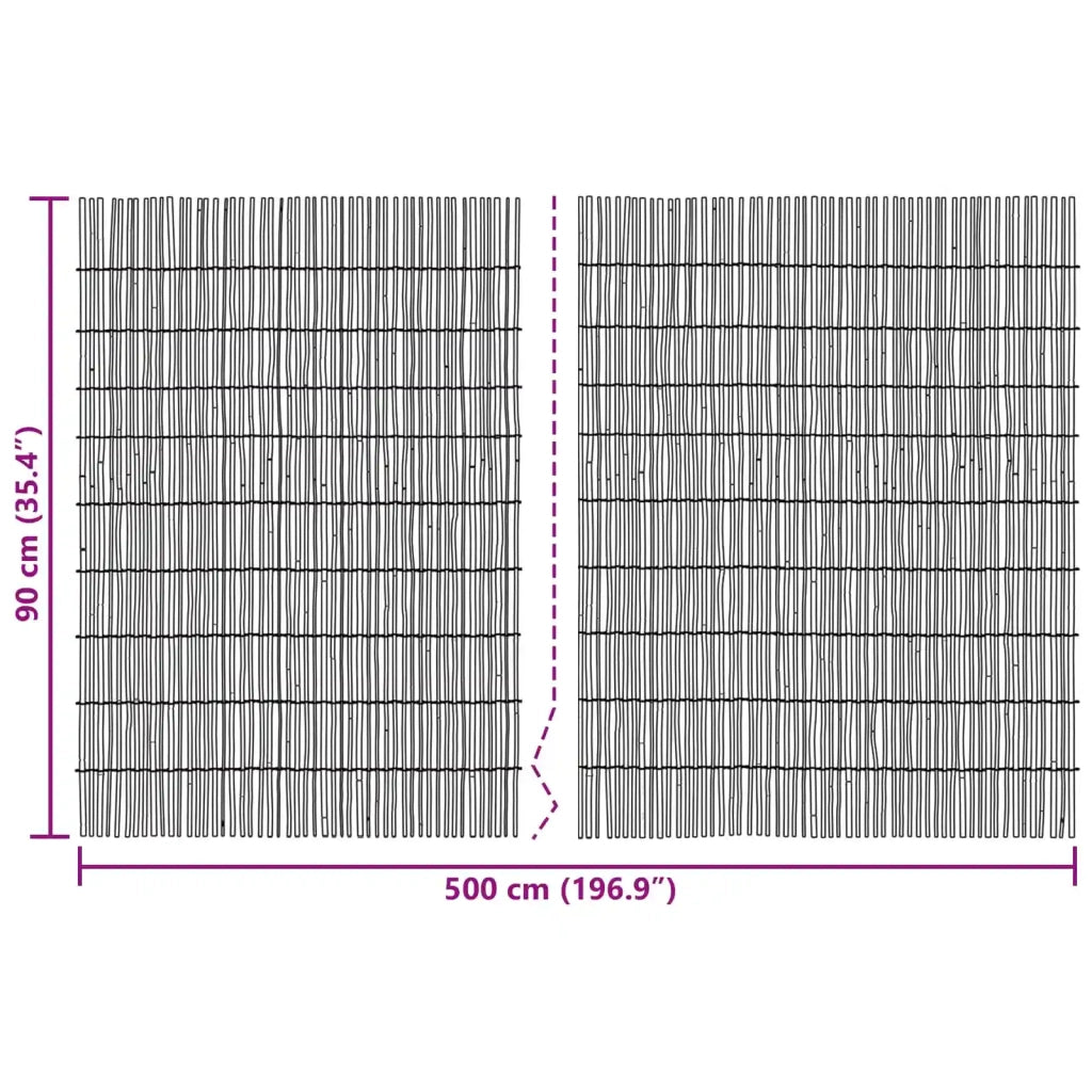 Recinzione per Giardino | Recinzione da cortile Carbonizzato 500 x 90 cm Giunco