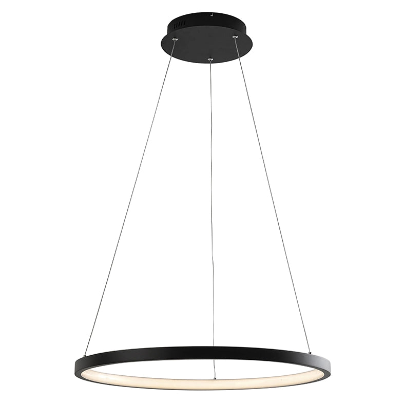 ZERUM Sospensione LED 45W 3000K Nero - Lampada Anello in Alluminio IP20 Design Minimale per Ambienti Moderni - Rossini Group