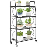 Libreria a 4 Ripiani in Metallo con Ruote ¨C Zephmum ¨C 67x29x114 cm Nero