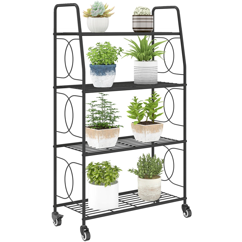 Libreria a 4 Ripiani in Metallo con Ruote ¨C Zephmum ¨C 67x29x114 cm Nero