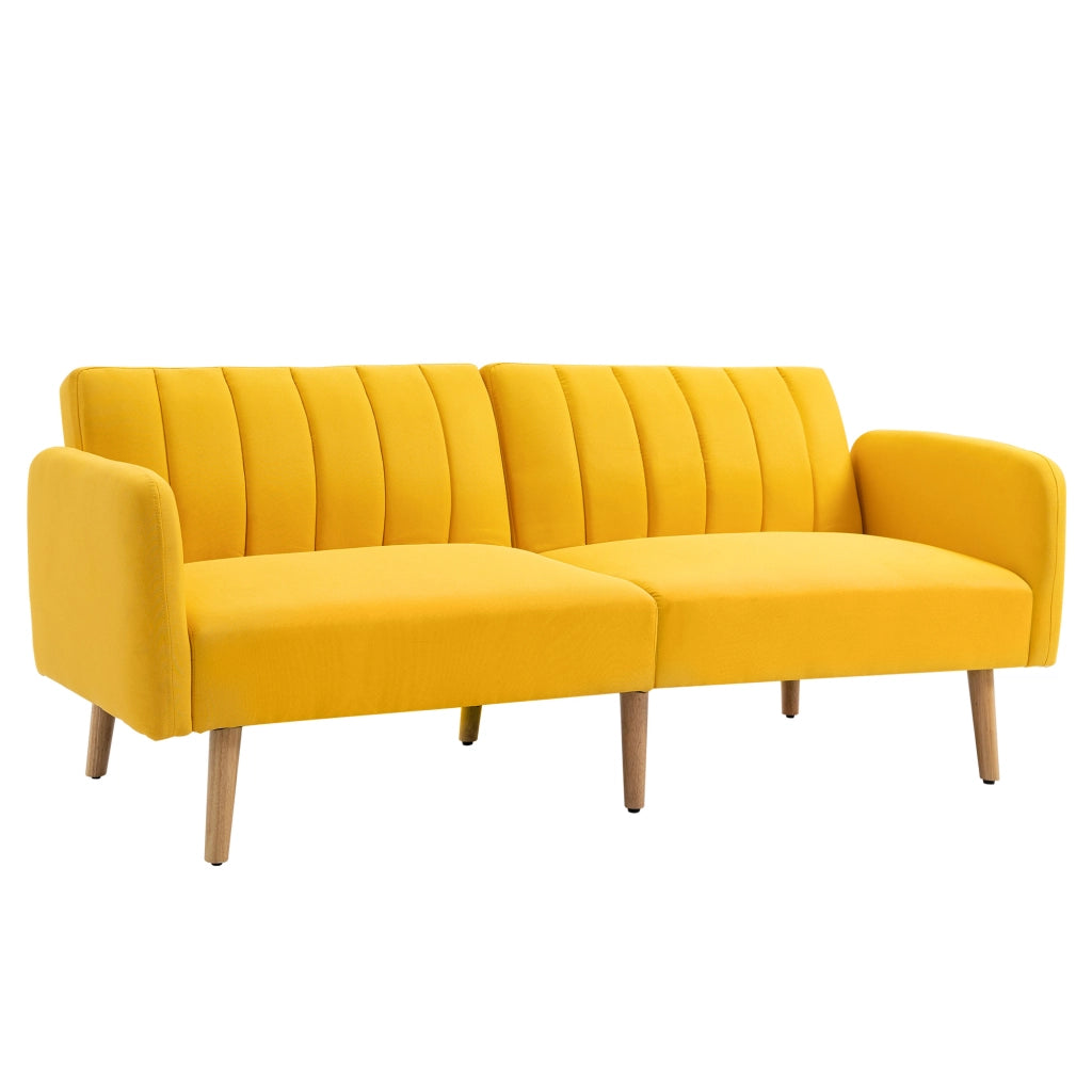 Divano Letto Moderno ¨C zephmum ¨C 173x75x73 cm Tessuto Giallo con Respaldo Regolabile
