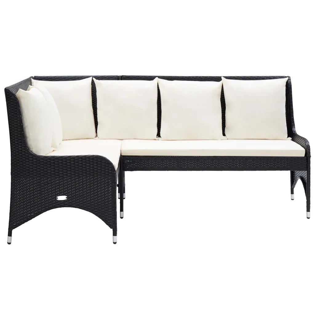 Divani Angolari da Giardino 2 pz in Polyrattan Nero cod mxl 70661