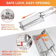 Set di accessori barbecue con apertura laterale e maniglia in acciaio inox per verdure, carne e frutti di mare