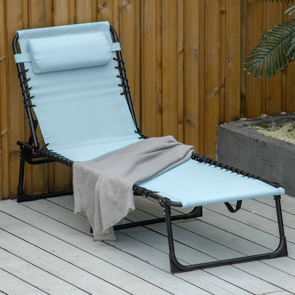 Tumbona Pieghevole con Poggiatesta ¨C zephmum ¨C Grigio 189x58x30 cm